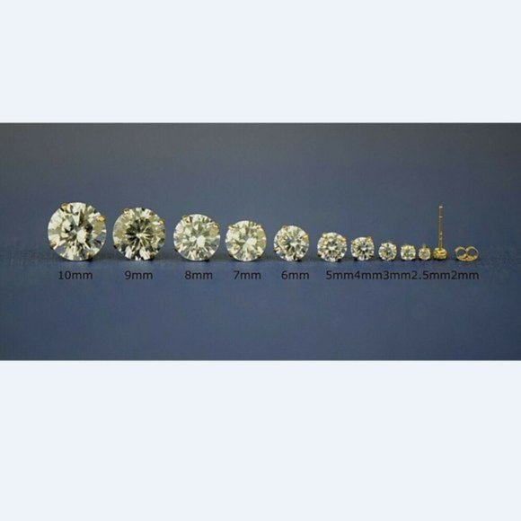 Solid 14k Yellow Gold Round Stone Prong Set Stud Push Back Earrings Size 5mm - Picture 3 of 9